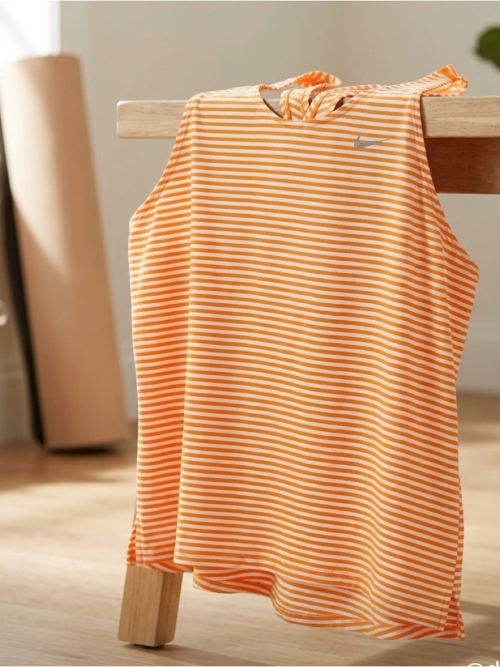 Nike Girls' Orange and White Striped Tank